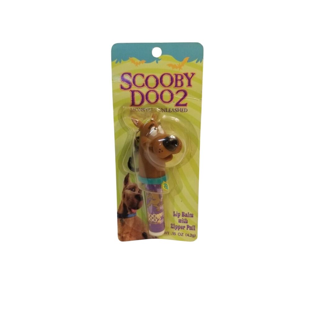Scooby-Doo 2 Lip Balm with Zipper Pull Kid Care Cartoon Network Sealed 2004